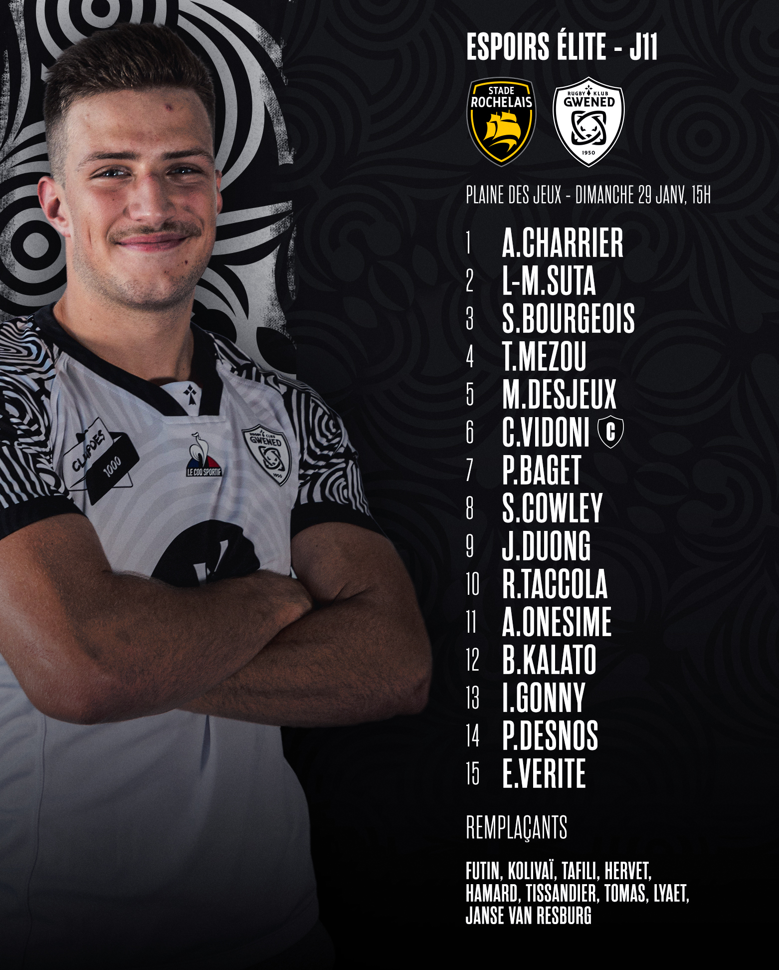 La compo des Espoirs à La Rochelle Rugby Club Vannes