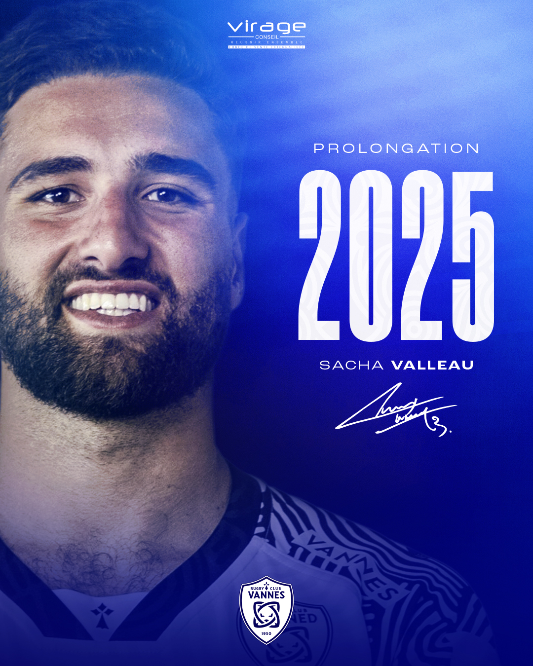 Sacha Valleau prolonge jusqu’en 2025 Rugby Club Vannes